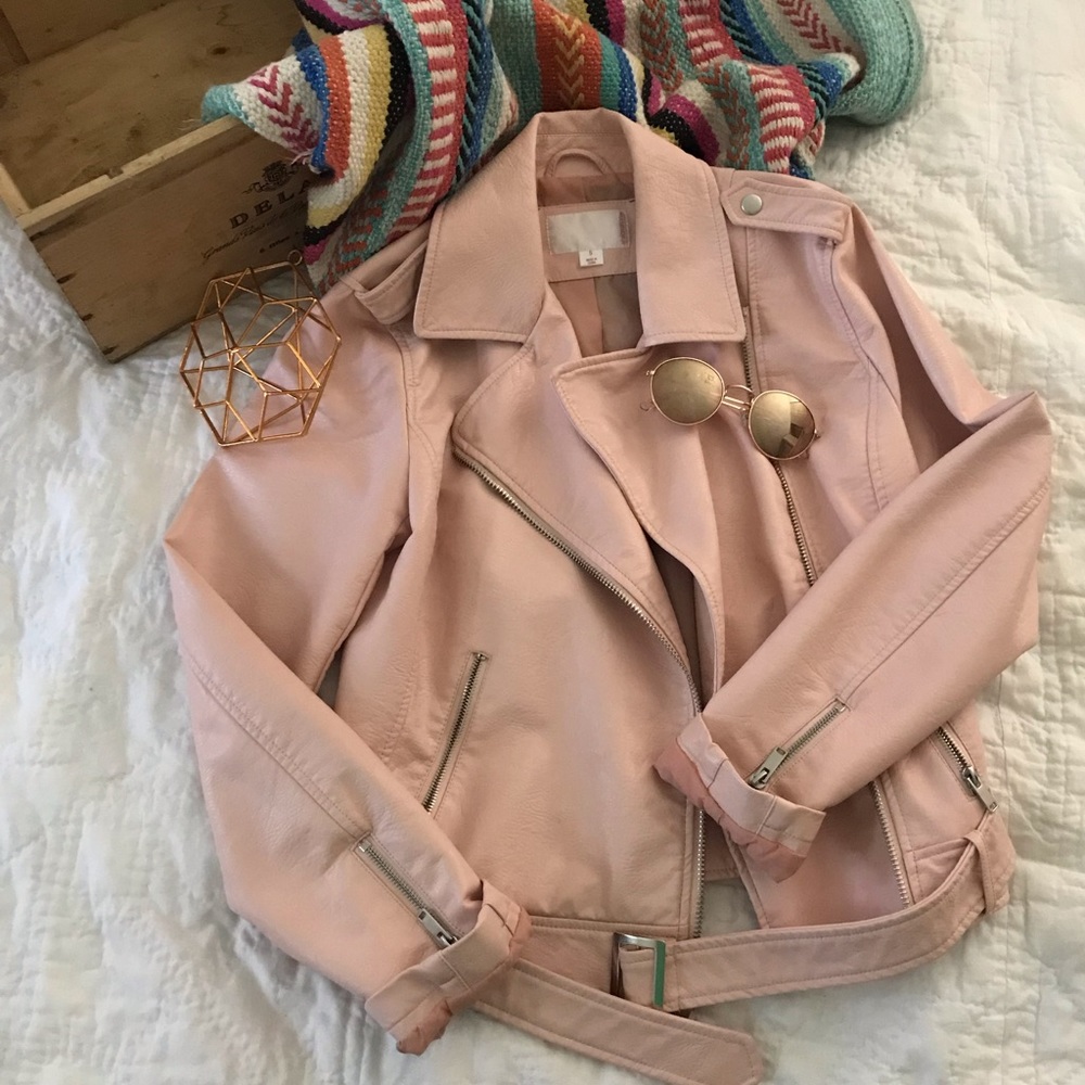 pink faux leather jacket ✨